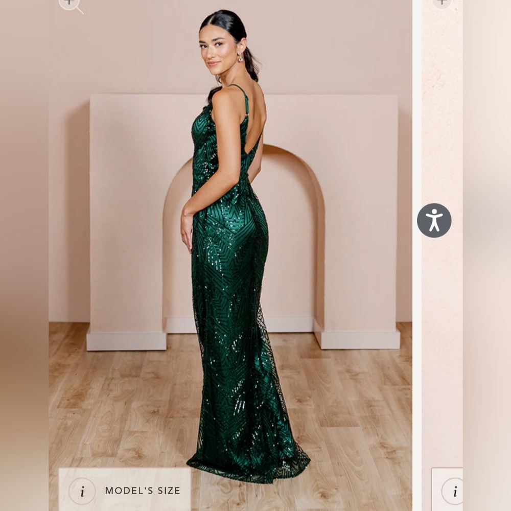 Revelry Camilla Geo Sequin Dress Emerald